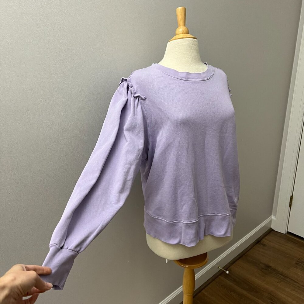 Marie Oliver Cappie Lavender Ruffled Shoulder French Terry Pima Cotton Sz L - Picture 3 of 11